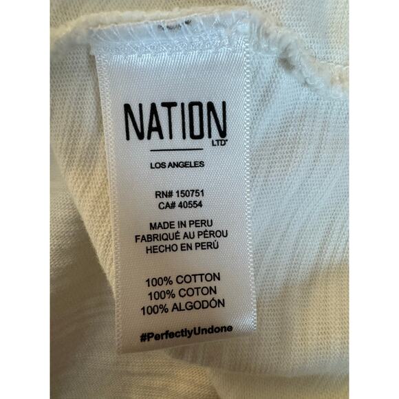 Nation LTD Archer Ruffled White Cotton Button Up Shirt Medium - Picture 8 of 10